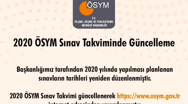 ÖSYM sınav takviminde güncelleme