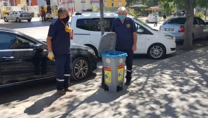 Kırıkkale'de atık maske ve eldiven kutu sayıları çoğaltıldı 