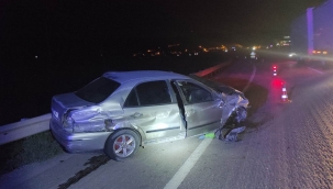 Bariyerlere çarpan otomobildeki 2 kişi yaralandı