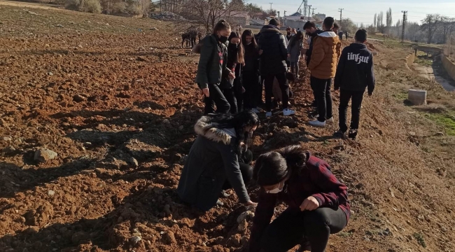 Öğrenciler tükettikleri meyvelerin tohumlarını toprakla buluşturdu