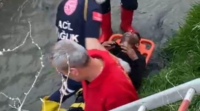 Kanala düşen kişi itfaiye ekiplerince kurtarıldı