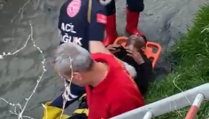 Kanala düşen kişi itfaiye ekiplerince kurtarıldı