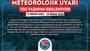 Valilikten toz taşınımı uyarısı