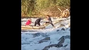 Mahsur kaldığı Kızılırmak nehrinden böyle kurtarıldı