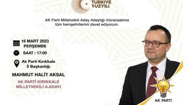 Aday Adaylığı müracaatıma tüm hemşehrilerimizi bekliyorum