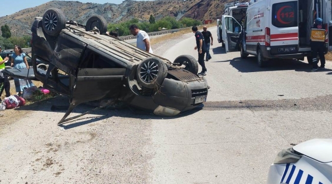 Seyir halindeki otomobil kontrolden çıkarak takla attı