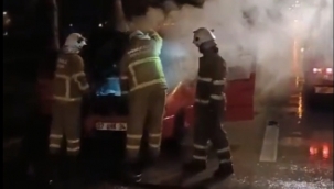 Seyir halinde alev aldı