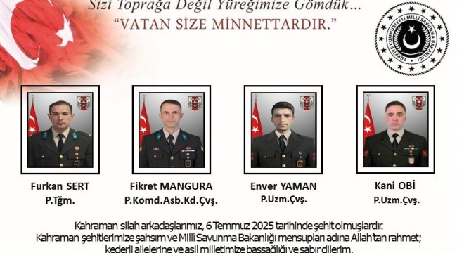 Şehitlerimizin sayısı yükseldi