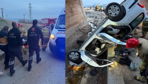 Son Dakika..! Otomobil köprü boşluğuna düştü