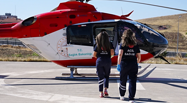 Hava ambulansı iki çocuk hasta için havalandı
