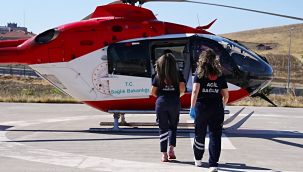 Hava ambulansı iki çocuk hasta için havalandı